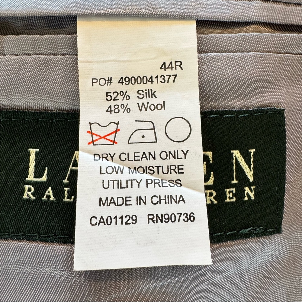 Ralph Lauren Men 44R Wool/Silk Blend Gray Blazer Sport Jacket Single Breasted - Picture 9 of 14
